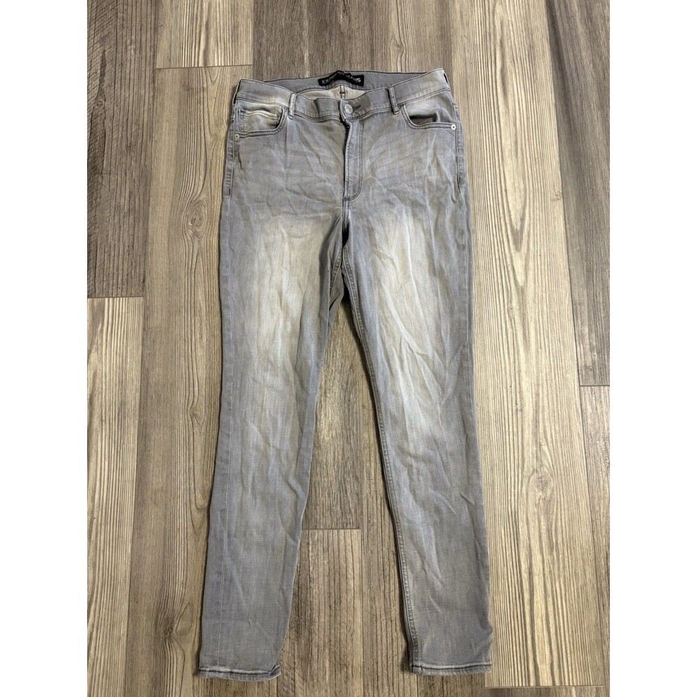 Express Ultimate Stretch Legging High Rise Jeans Womens Sz 14 Gray Denim 32x30.5
